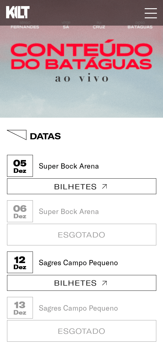 Event page rendered on a mobile format.